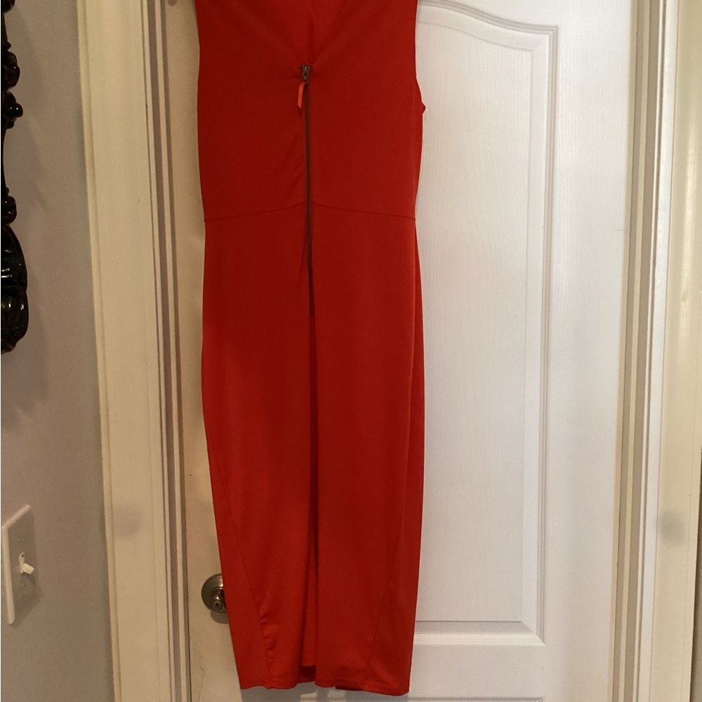 Sam Edelman Vibrant Red Midi Zip Up Back Dress - Picture 5 of 7